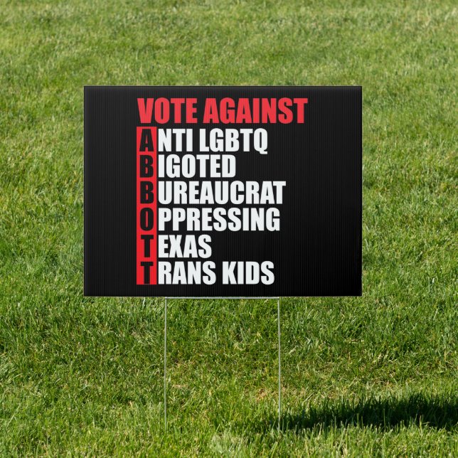 Vote Against Greg Abbott Acrostic Election Yard Sign (Insitu)