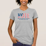 Vote American Flag Gray Womens Patriotic T-Shirt<br><div class="desc">Make your voice heard with this gray heather tee featuring "Vote" in bold letters filled with the American flag, with "Like the Whole World Depends on You" in blue text below. A powerful, nonpartisan saying that encourages civic participation in style. Perfect for election season, voter registration drives, and everyday patriotic...</div>