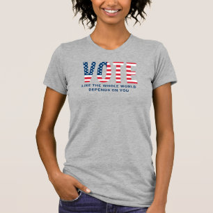 Vote American Flag Gray Womens Patriotic T-Shirt