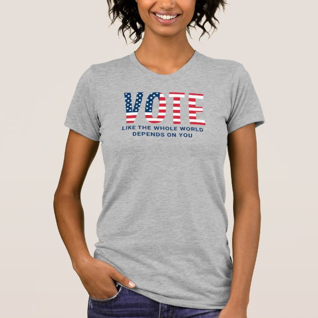 Vote American Flag Gray Womens Patriotic T-Shirt (Front)