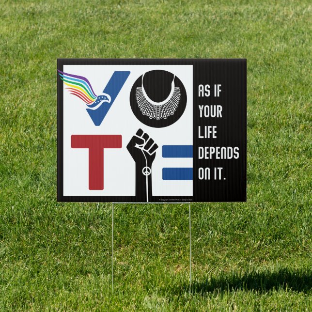 VOTE American, RBG, USPS, BLM, Peace and Equality Sign (Insitu)