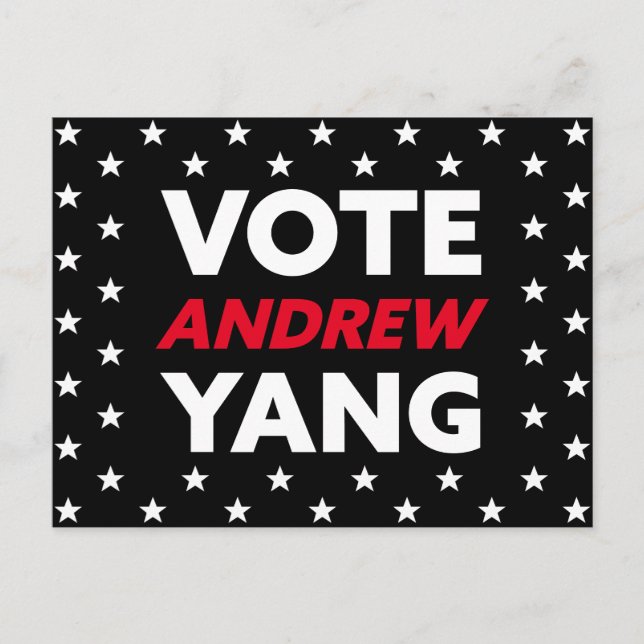 Vote Andrew Yang New York City Mayor Black Postcard (Front)