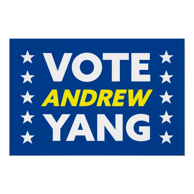Vote Andrew Yang New York City Mayor Stars Blue Poster (Front)