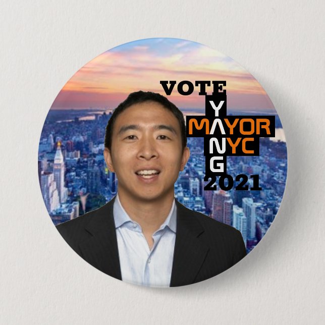 Vote Andy Yang NYC Mayor 2021 Button (Front)