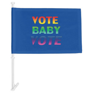 "vote baby vote" Blue pride lgbtq lgbt rainbow Car Flag