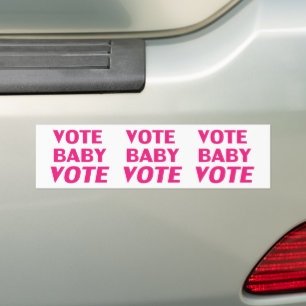 Vote Baby Vote hot pink and white Bumper Sticker