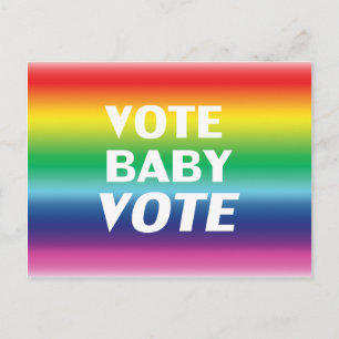 "vote baby vote" pride lgbtq lgbt rainbow colors postcard
