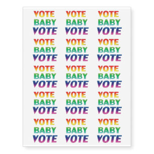 "vote baby vote" pride lgbtq lgbt rainbow temporary tattoos