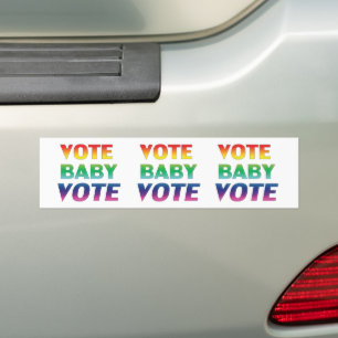 "vote baby vote" Pride lgbtq white Bumper Sticker