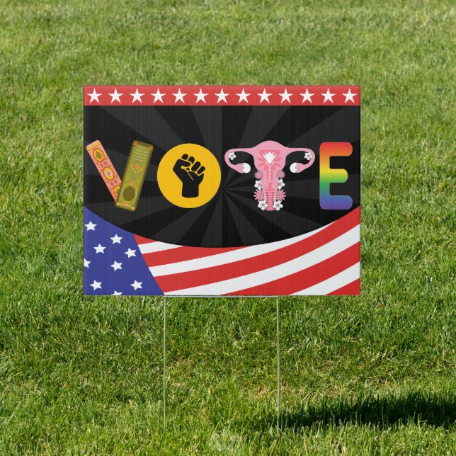 VOTE Banned Books, LGBTQ & Reproductive Rights  Sign (Insitu)