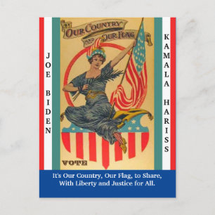Vote  Biden & Harris w Pretty Vintage Lady Liberty Postcard
