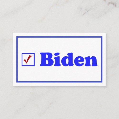 Vote Biden Red Check in Blue Square Box Bus Cards