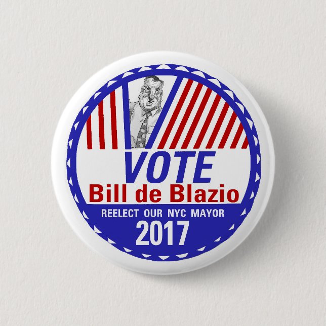 Vote Bill de Blazio 2017 Pinback Button (Front)