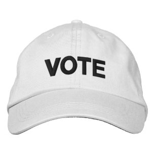 Vote, black and white modern embroidered baseball cap