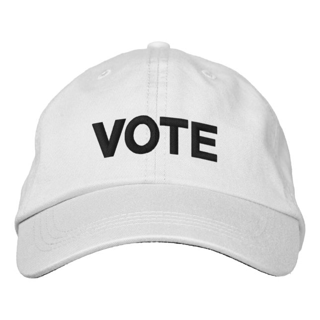 Vote, black and white modern embroidered baseball cap (Front)