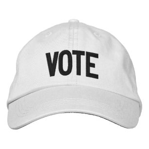 Vote, black and white modern embroidered baseball cap