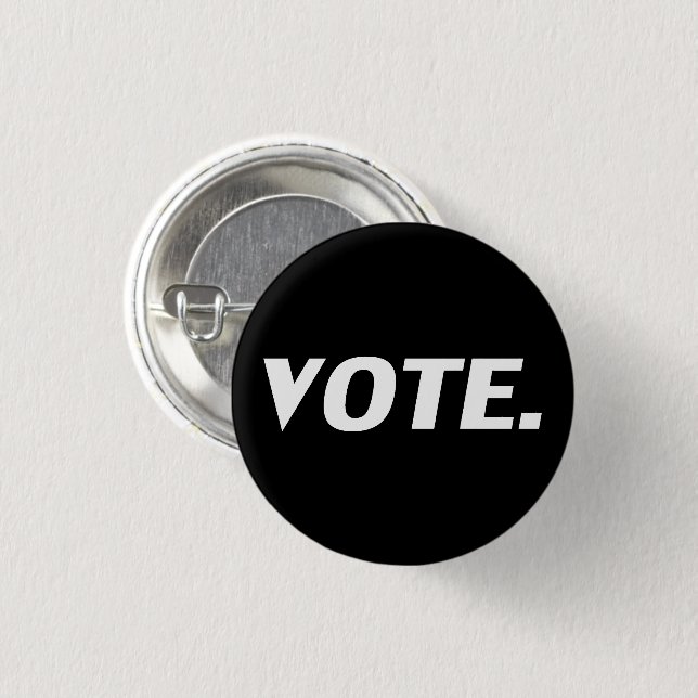 Vote black and white modern typography button (Front & Back)