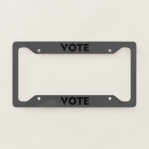 "Vote" black dark grey License Plate Frame