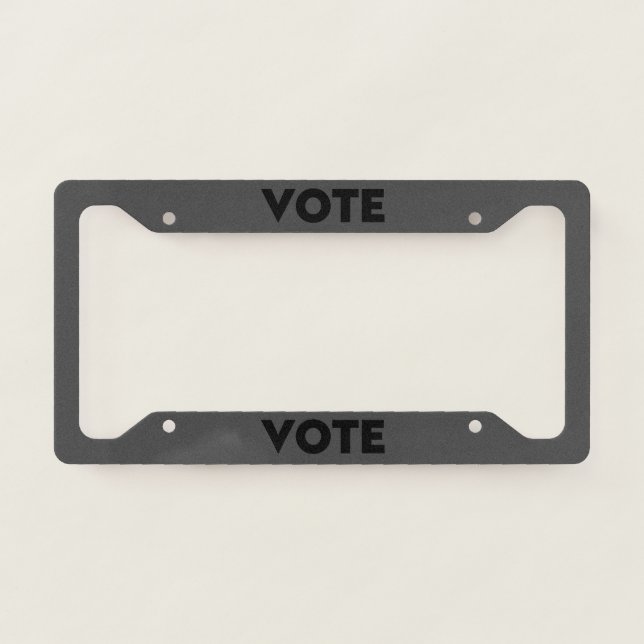 "Vote" black dark grey License Plate Frame (Front)