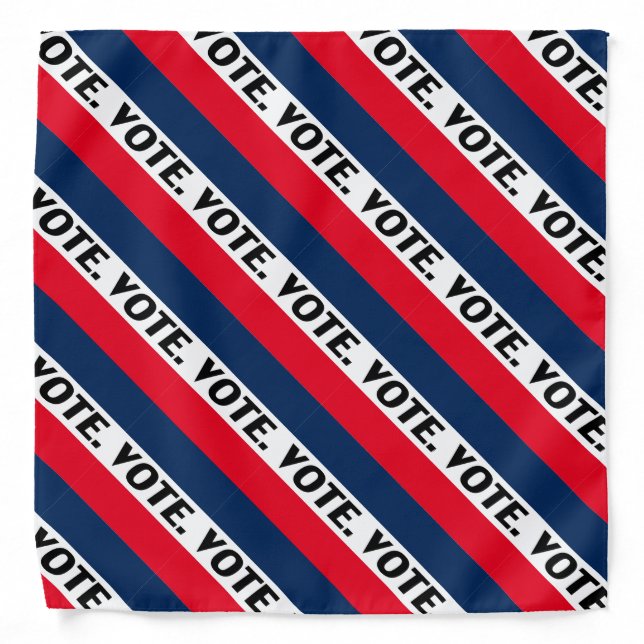 "Vote" Black letters, red blue white background Bandana (Front)