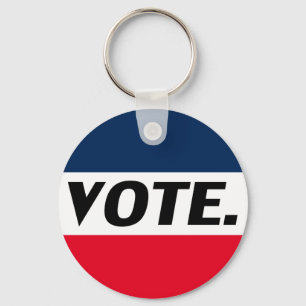 "Vote" Black letters, red blue white background Keychain