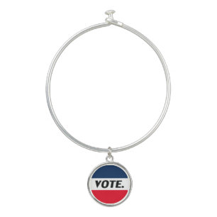 "Vote" black letters, red blue white Bangle Bracelet