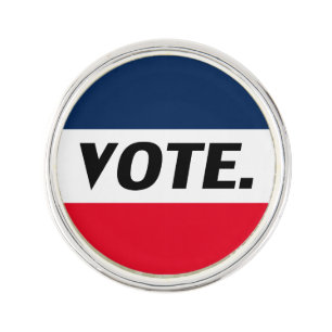 "Vote" black letters, red blue white Lapel Pin