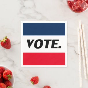 "Vote" black letters, red blue white paper Napkins