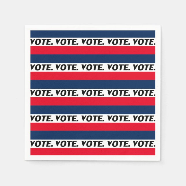 "Vote" black letters, red blue white party Paper Napkins (Front)