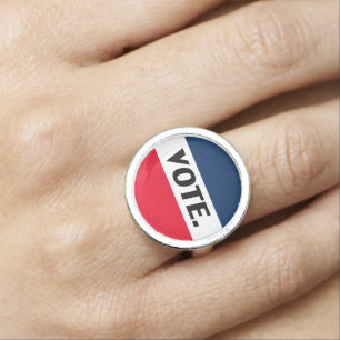 "Vote" black letters, red blue white Ring