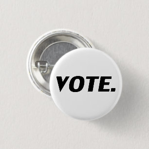 "Vote" black letters, white background Button