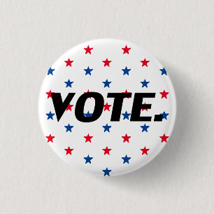 Vote black red white blue stars pattern patriotic button