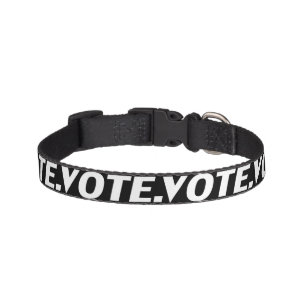 "vote" black white dog pet collar