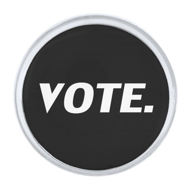 "Vote" black white Lapel Pin (Front)