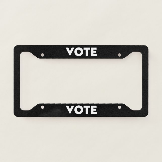 "Vote" black white - License Plate Frame (Front)
