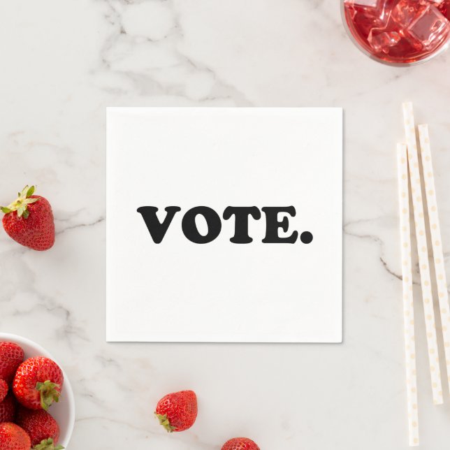 "Vote" black white paper napkin (Insitu)