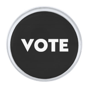 "Vote" black white Silver Finish Lapel Pin