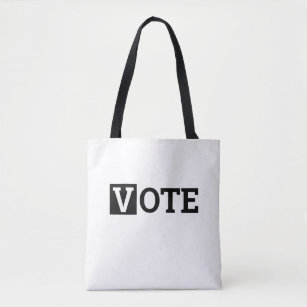 Vote Black & White Text Tote Bag