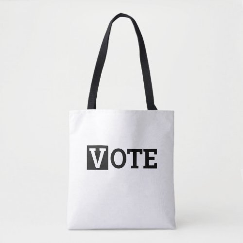 Vote Black  White Text Tote Bag