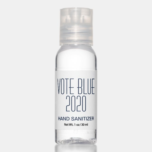 Vote Blue 2020 Joe and Kamala Promo Simple Minimal Hand Sanitizer (Front)