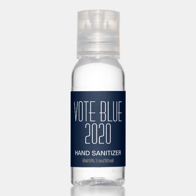 Vote Blue 2020 Joe and Kamala Promo Simple Minimal Hand Sanitizer (Front)