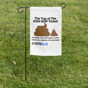 Vote Blue 2024: Anti-Trump Poop Emoji Design for P Garden Flag