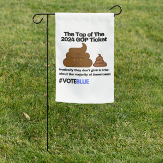 Vote Blue 2024: Anti-Trump Poop Emoji Design for P Garden Flag