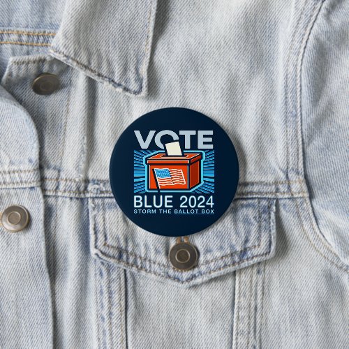 Vote Blue 2024 Ballot Box US Presidential Election Button