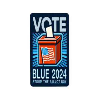 Vote Blue 2024 Ballot Box US Presidential Election Label
