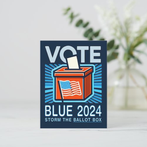 Vote Blue 2024 Ballot Box US Presidential Election Postcard