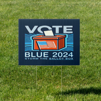 Vote Blue 2024 Ballot Box US Presidential Election Sign