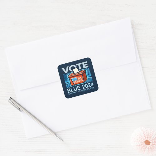 Vote Blue 2024 Ballot Box US Presidential Election Square Sticker