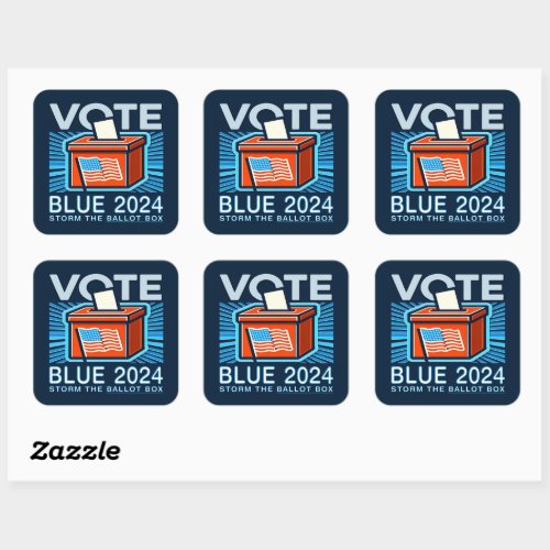 Vote Blue 2024 Ballot Box US Presidential Election Square Sticker