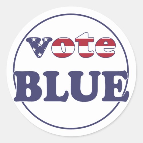 Vote Blue _ American Flag Typography Classic Round Sticker